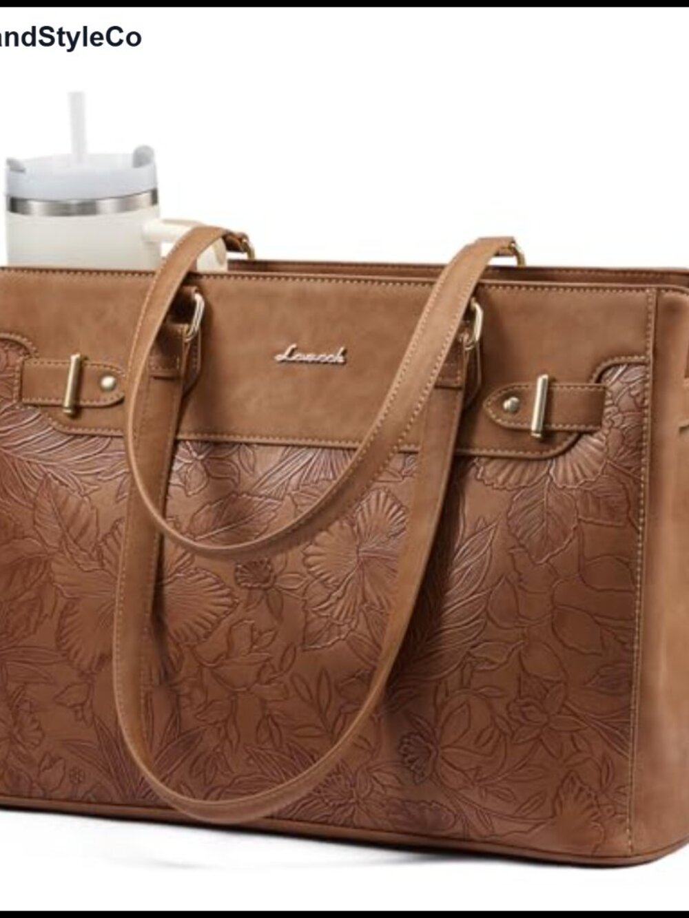 Laptop Tote Bag for Women PU Leather Waterproof Work Teacher Bag